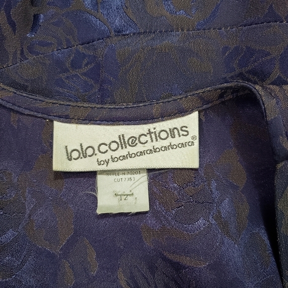 Vintage B.B. Collections purple floral wrap dress covered button mermaid hem 12 - Picture 12 of 14